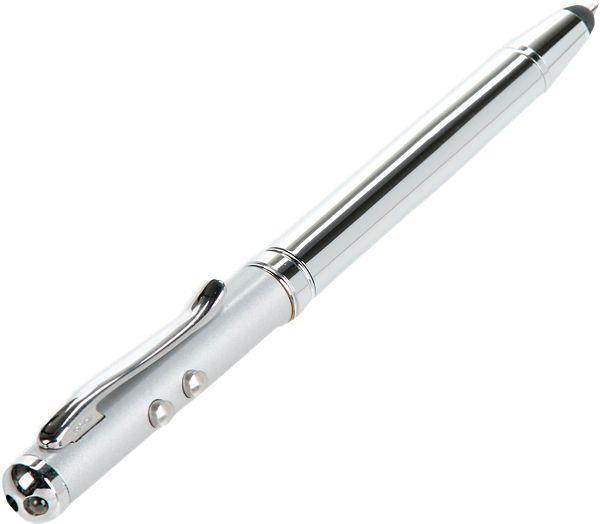 ACCO BRANDS 4-In-1 Laser Pointer With Stylus/pen/led Light, Class 2, Projects 984 Ft, Silver