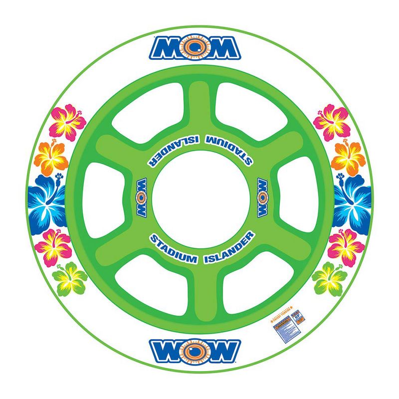 WOW Watersports Stadium Islander 8.5-Foot Comfortable 6 Person Inflatable Floating Island Water Raft, Green