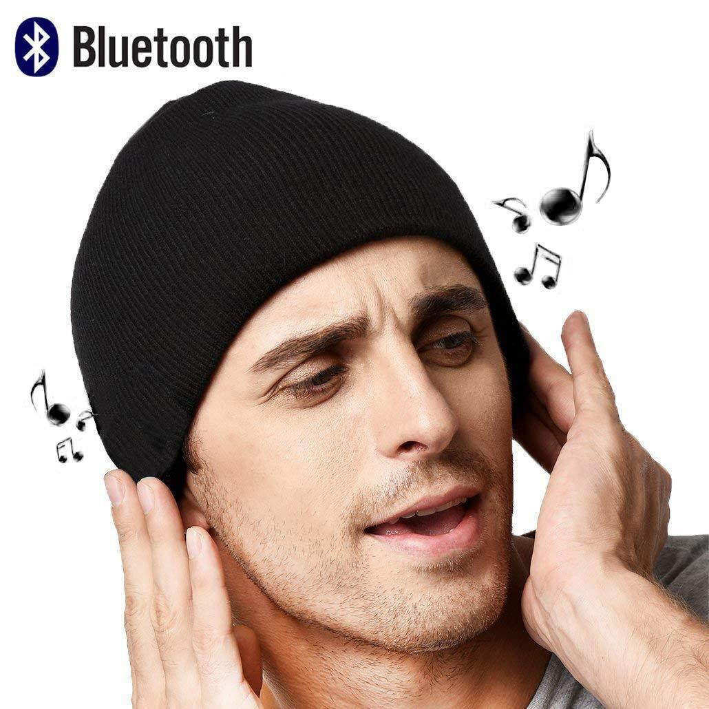 Upgraded Unisex Knit Bluetooth Beanie Winter Music Hat Headphones V4.2 w/Built-in Stereo Speaker Unique Christmas Tech Gag Gifts for Boyfriend/Him/Men/Teen Boys/Stocking Stuffers Best Friend Birthday