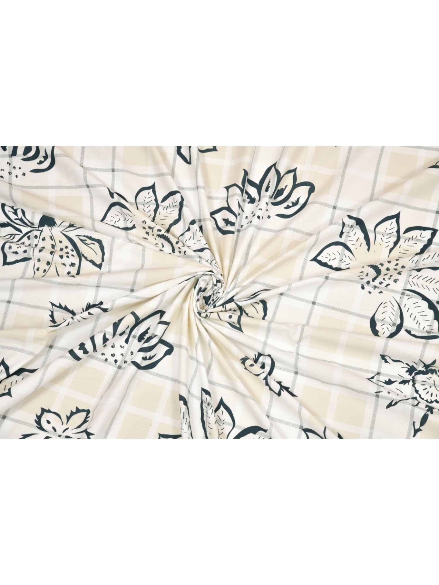 Dreamscape Floral White 300 TC Cotton King Bedsheet with 2 Pillow Covers