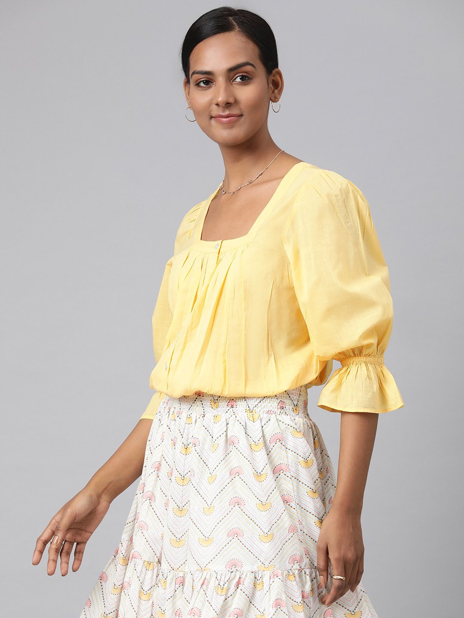 Fabindia Yellow Cotton Top