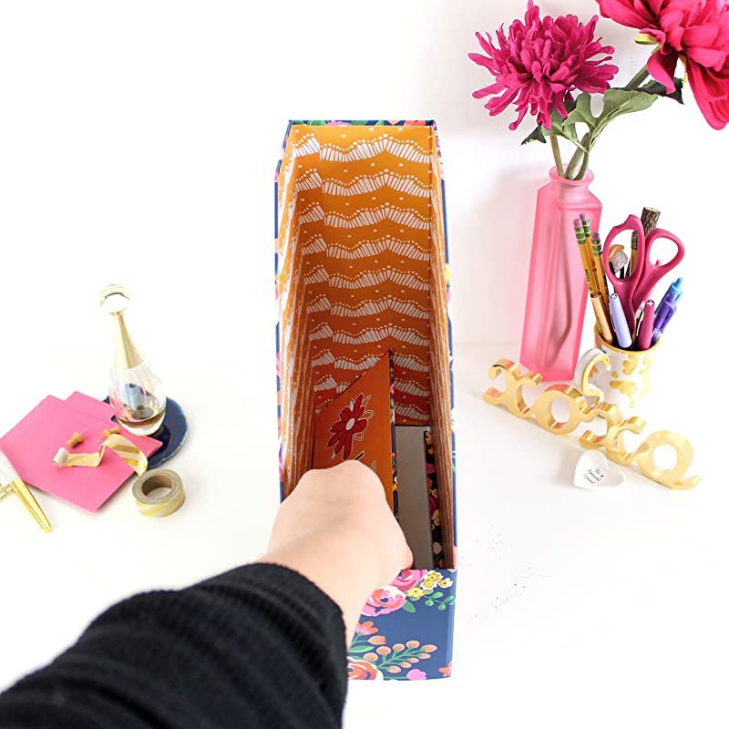 Collapsible Desk Organizer File FolderMagazine Holder Vintage Floral