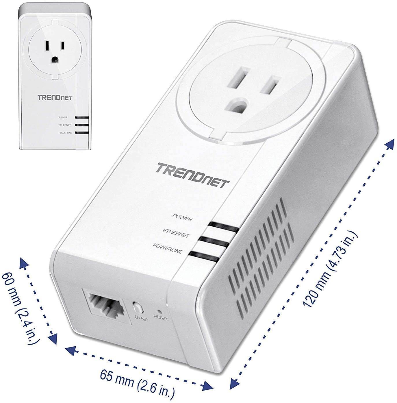Powerline 1300 AV2 Adapter with Built-in Outlet Adapter Kit, Includes 2 x TPL-423E Adapters, IEEE 1905.1 & IEEE 1901, Gigabit Port, Range Up to 300m (984 ft.), TPL-423E2K, White