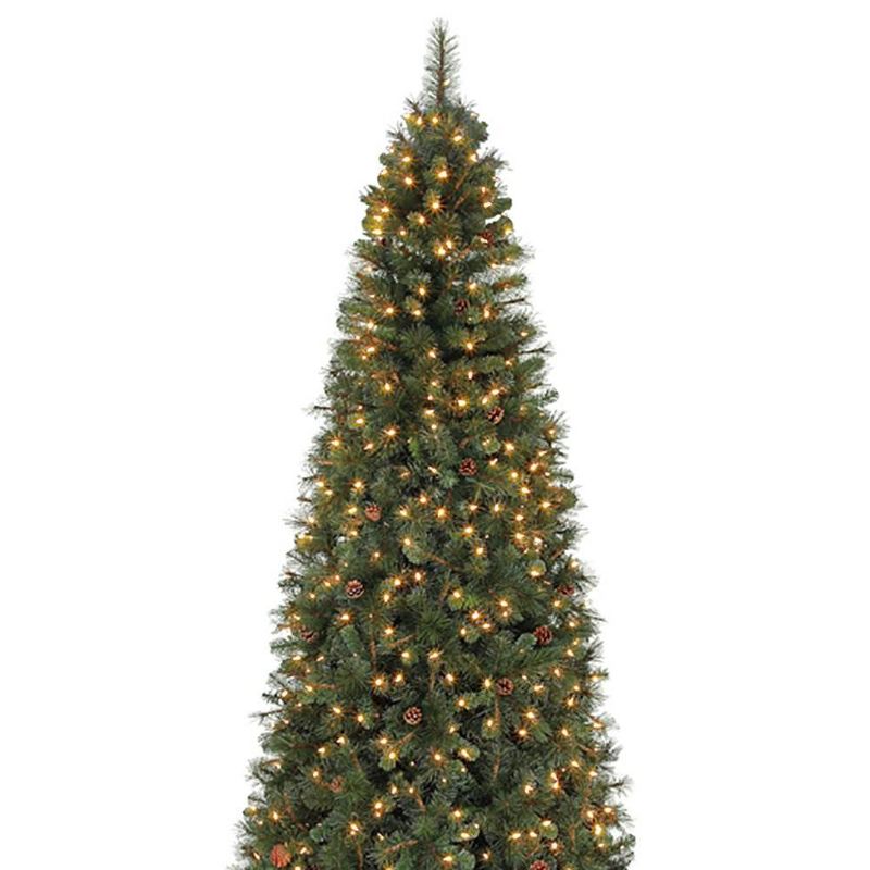 Home Heritage Albany 12' Pre-Lit Artificial Christmas Tree w/ Pine Cones & Stand