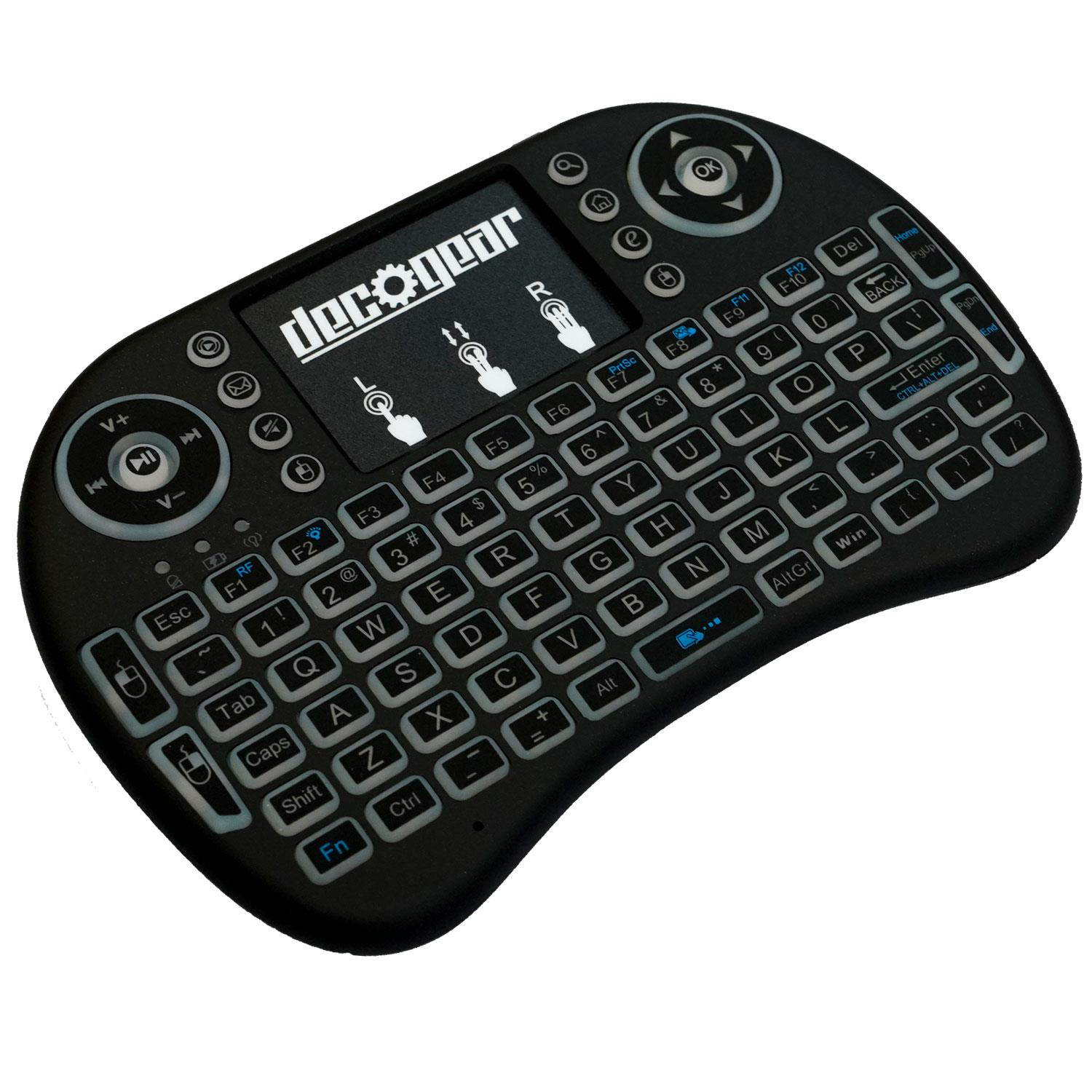 Deco Gear 2.4GHz Wireless Backlit Keyboard Smart Remote with Touchpad Mouse - STV300BK