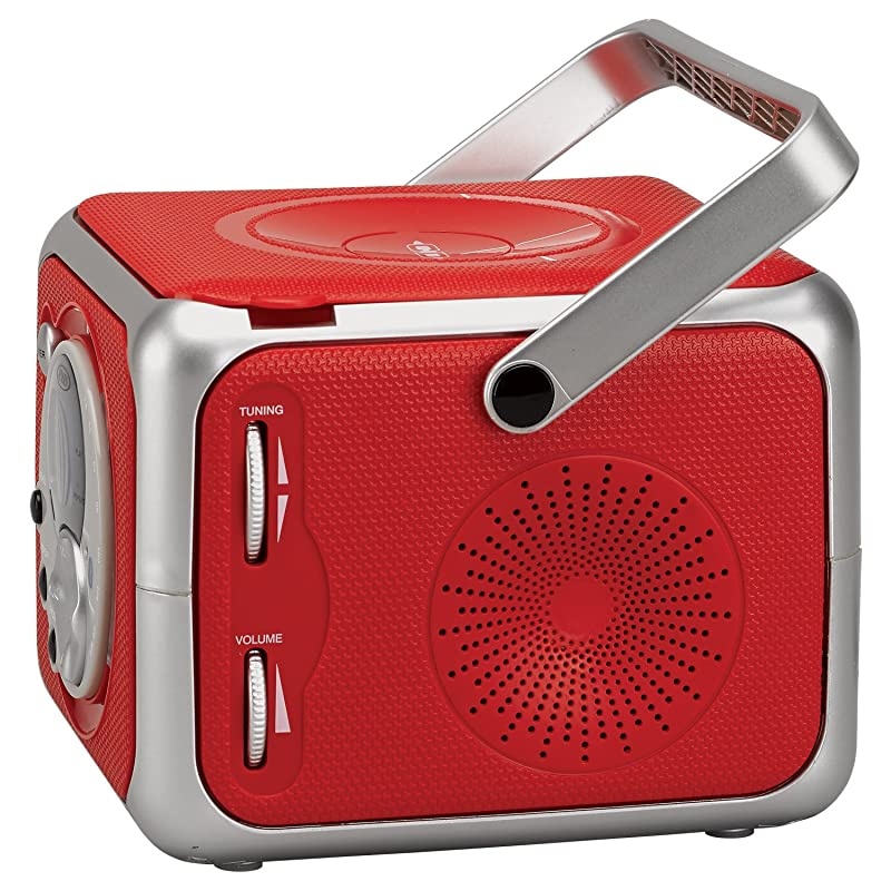 CD-555 Red CD Bluetooth Boombox Portable Bluetooth Music System with CD Player +CD-R/RW & FM Radio with Aux-in & Headphone Jack Line-in Limited Edition- (Red)