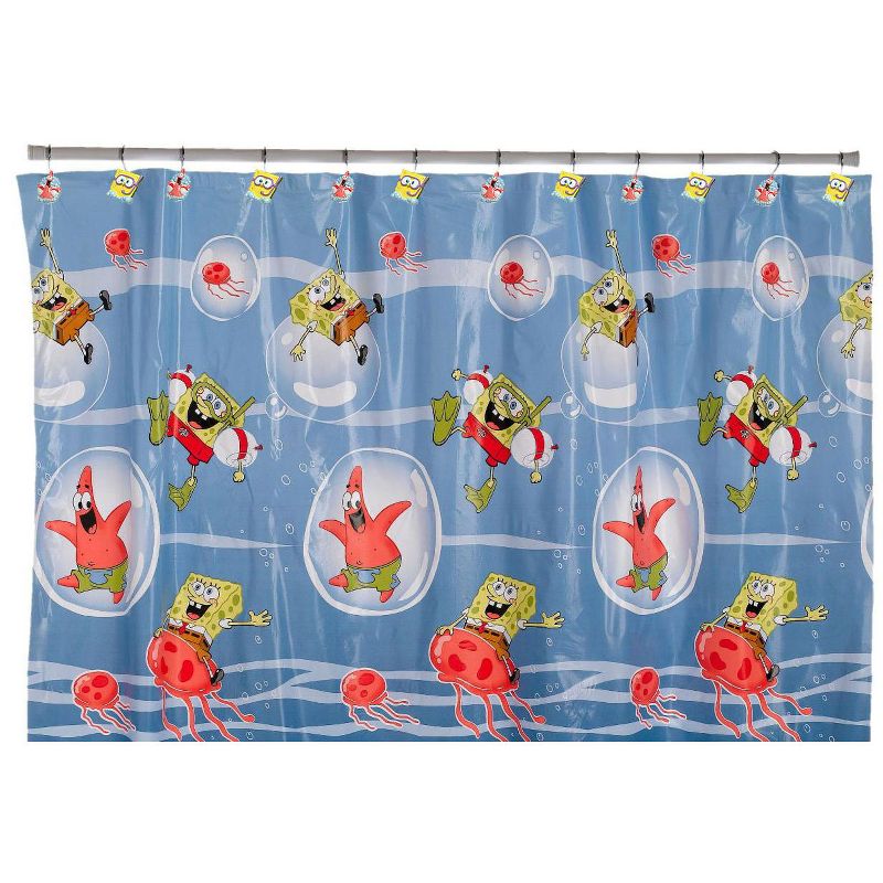 12pc Nickelodeon Shower Curtain Rings Bubbly Fun Bathroom Accessories - SpongeBob SquarePants..
