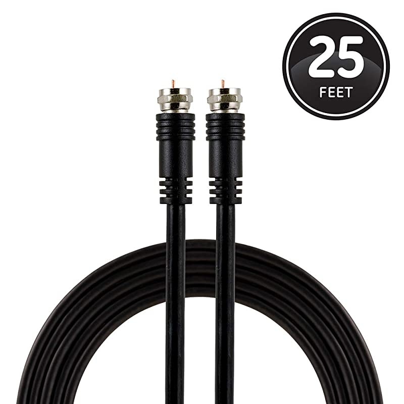 RG6 Coaxial Cable 25 Ft FType Connectors Double Shielded Coax Input Output Low Loss Coax Black RG6 Coaxial Cable Extension Adapter 2 Pack Nickel Plated 23203
