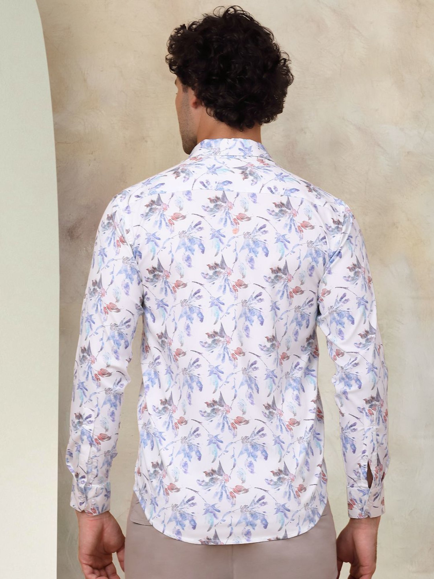 Indian Needle Blue Ragular Fit Printed Shirt