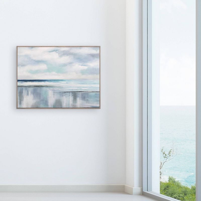 30" x 40" Cyan Sunrise by Nan Wrapped Framed Canvas Painting Blue - Fine Art Canvas