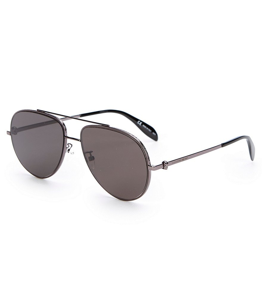Alexander McQueen Metal Aviator Grey Lens Sunglasses