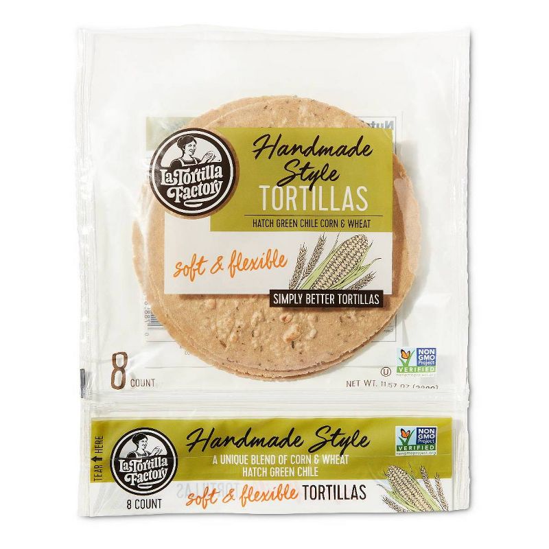 La Tortilla Factory Hand Made Style Green Chile Style Tortillas - 11.5oz/8ct