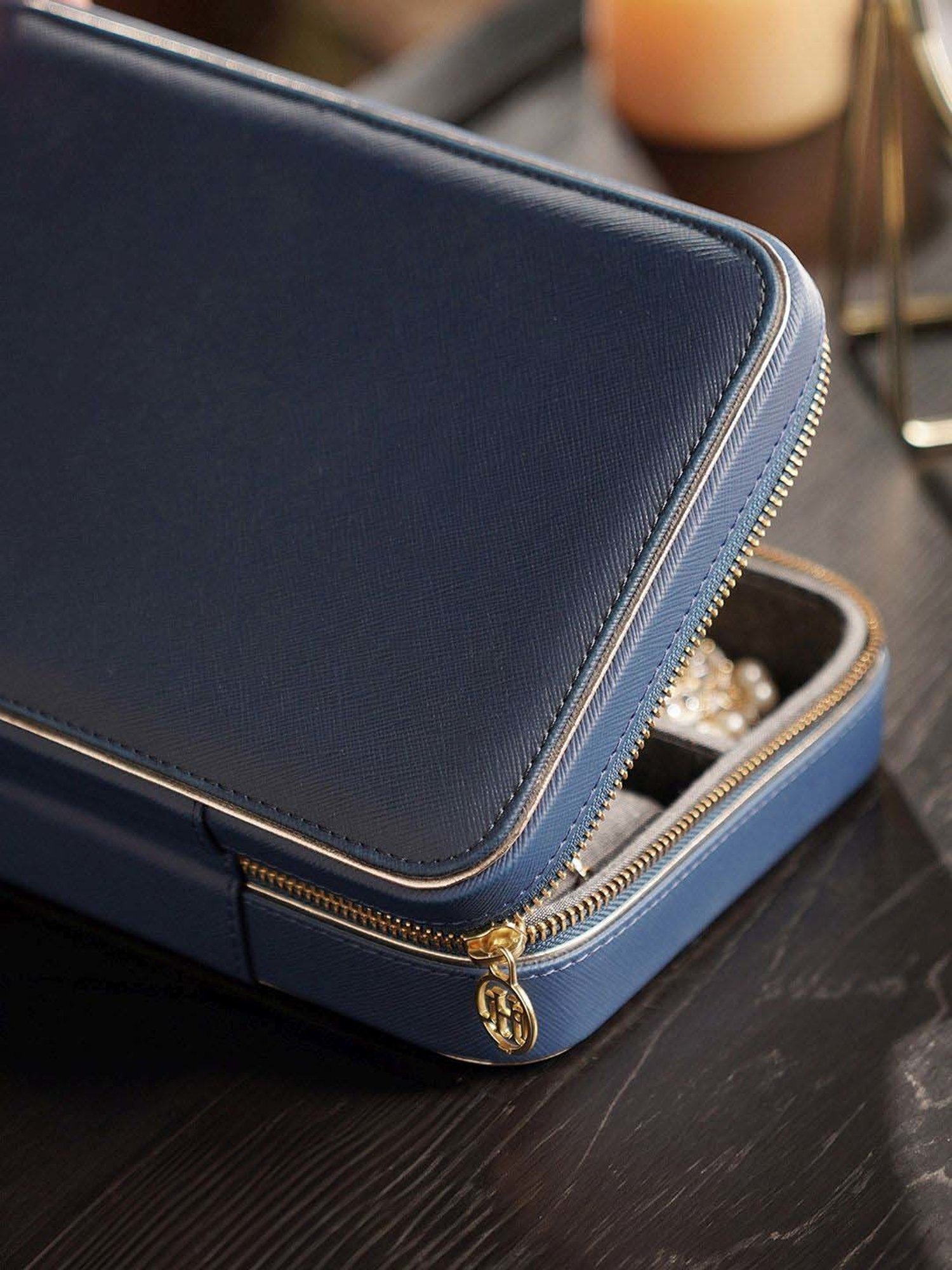 Pure Home and Living Blue Mdf Travel Rectangular Jewellery Box