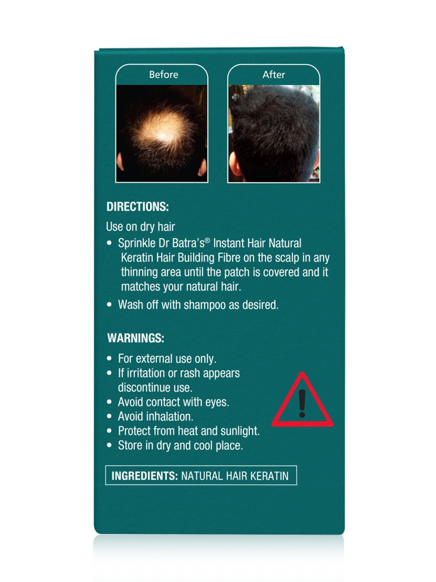 Dr. Batra's Instant Hair Natural Keratin Hair Building Fibre Black - 12 gm