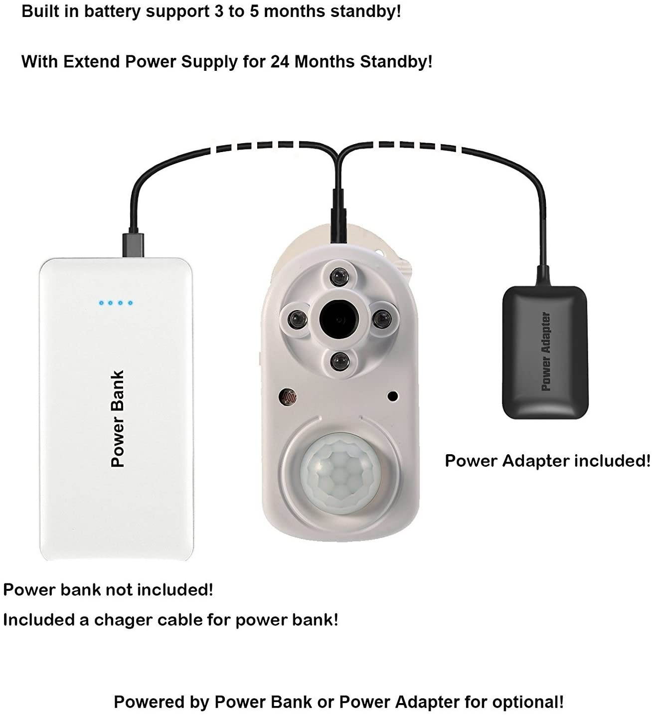 Hack Proof Home Office Security Camera, eoqo 1080p H.264 Codec Battery Powered PIR Motion Sensor Detect Night Vision Standalone Backup Surveillance Camera System | 3-12 Months Standby (White)