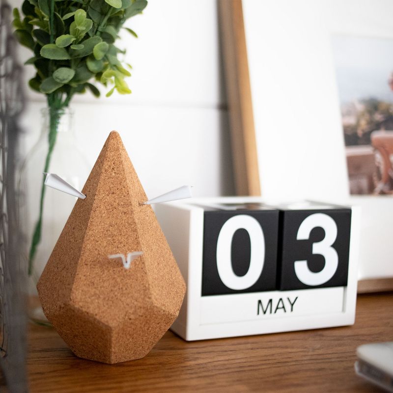 Design Ideas Geometric Cork Board Note Holder and Paperweight &ndash; Desk Accessory &ndash; 3.9&rdquo; x 3.9&rdquo; x 5.9&rdquo;