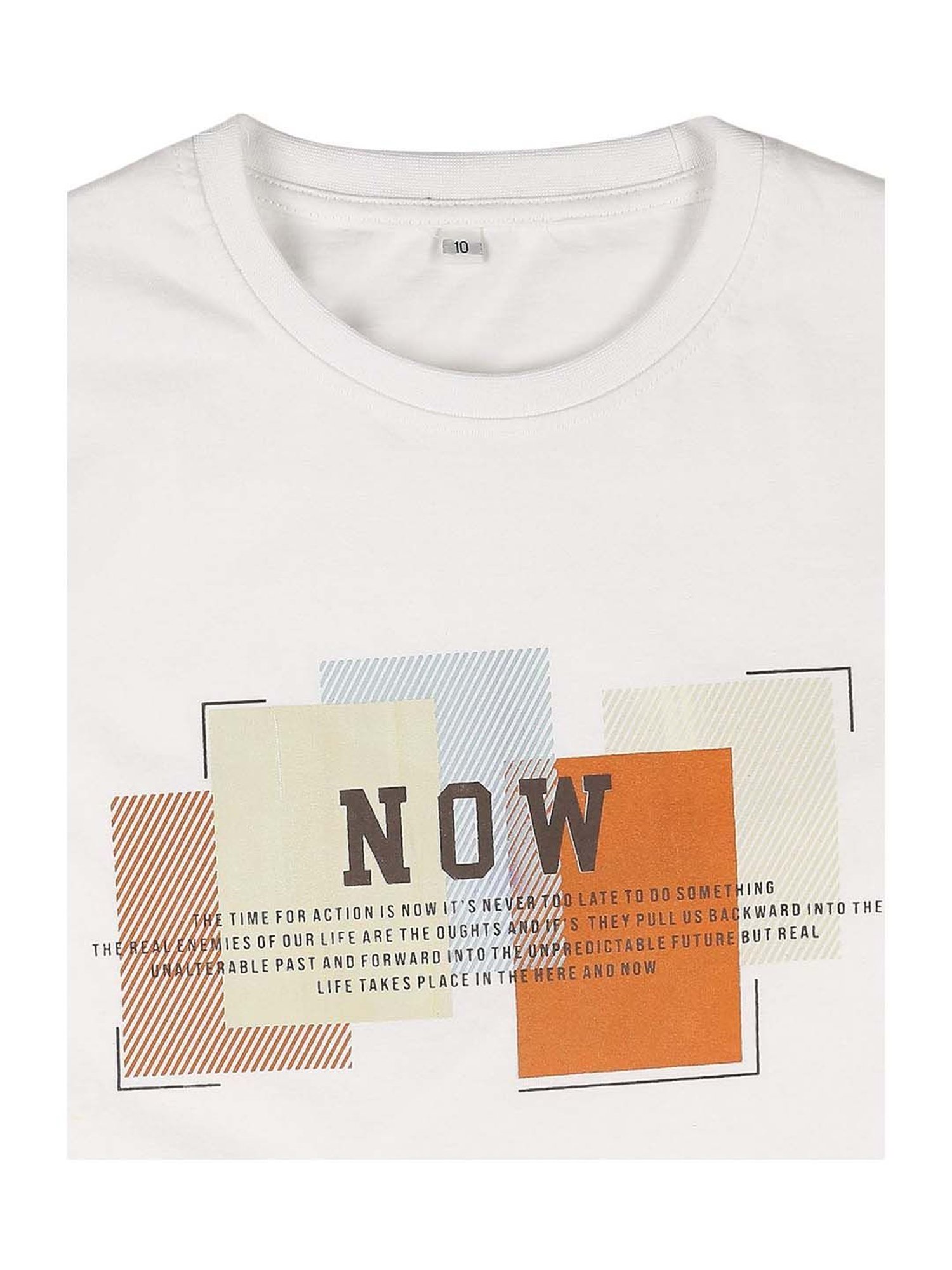 Cavio Kids Cream & White Cotton Printed Full Sleeves Shirt Set