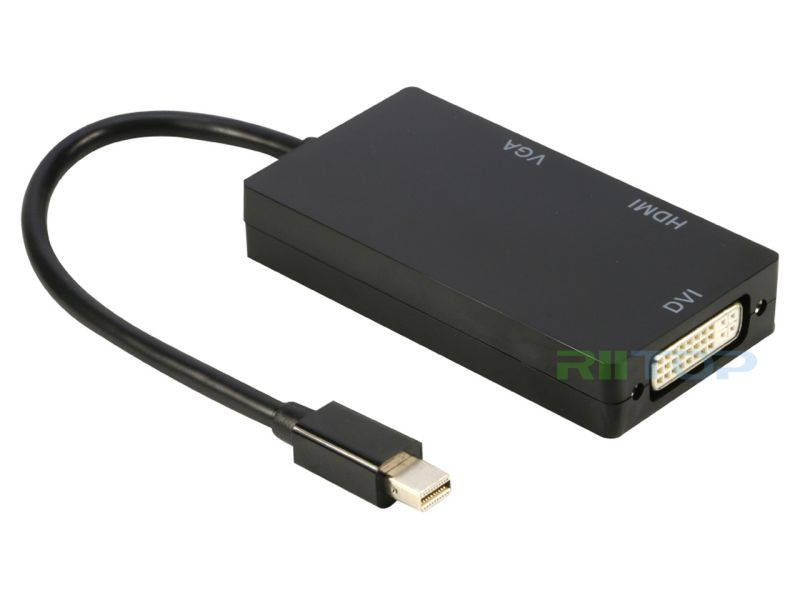 RIITOP Mini DisplayPort to HDMI DVI VGA Splitter Adapter Video Converter (Thunderbolt 1 2 Compatible) For Apple Macbook Air Pro, Microsoft Mini Surface pro 1 2 3 Series, Google Chromebook