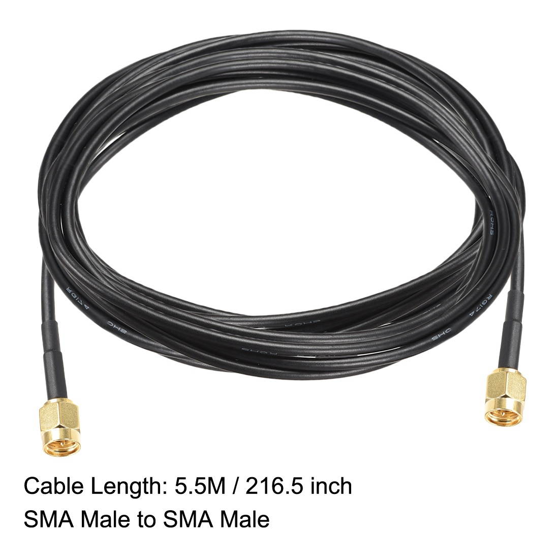 RG174 SMA Male to SMA Male RF Coaxial Adapter Connector Copper Cable Extension 216.5 Inch