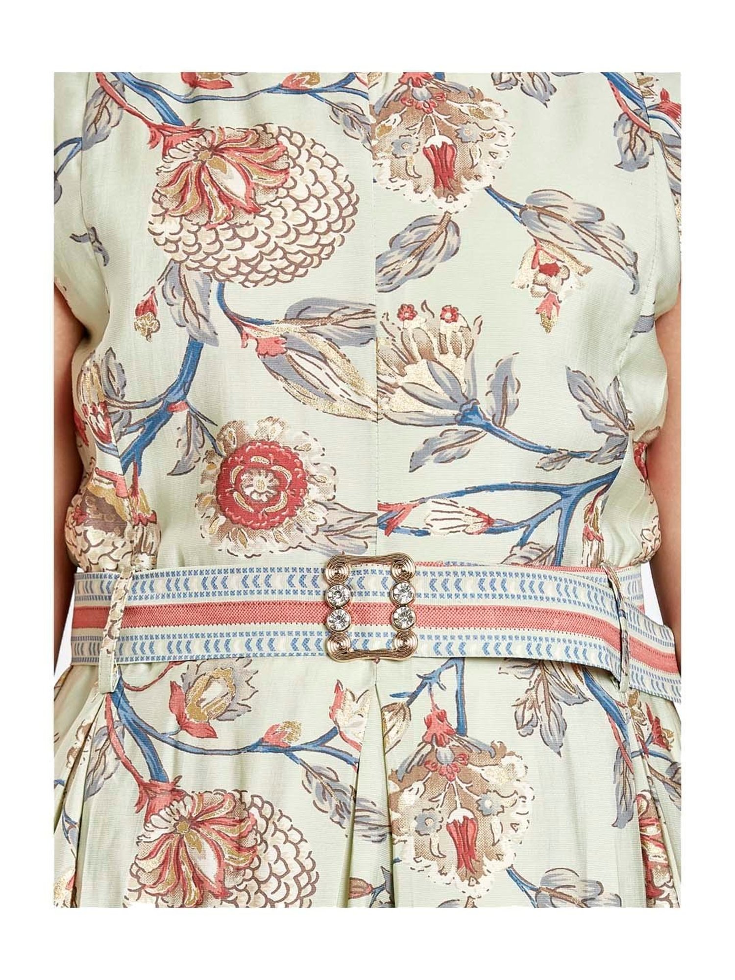 Peppermint Kids Green & Red Floral Print Dress