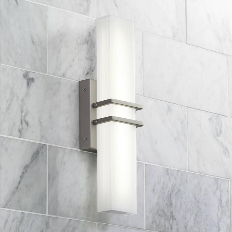 Possini Euro Design Modern Wall Light LED Brushed Nickel 17" Vanity Fixture for Bathroom Over Mirror Bedroom