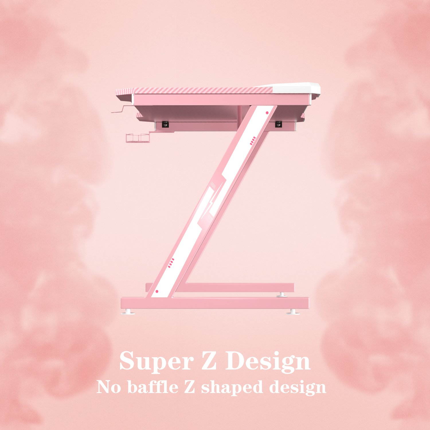 Gaming Desk 47.2" W x 23.6" D Office Computer Table, Black Gamer Workstation with 2 Cable Management Holes