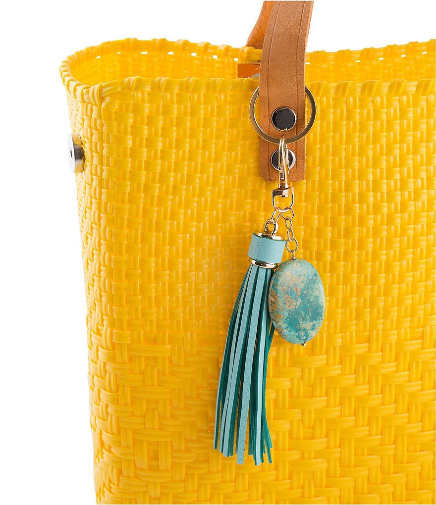 Barse Tote Bag with Genuine Stone and Tassel