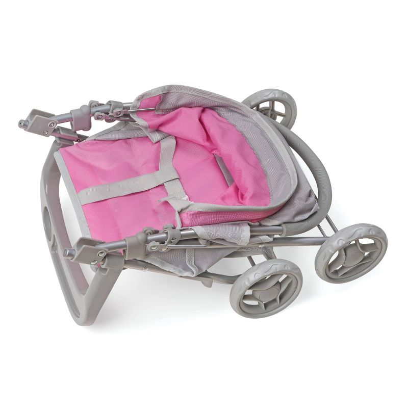 Glide Folding Single Doll Stroller - Gray/Pink