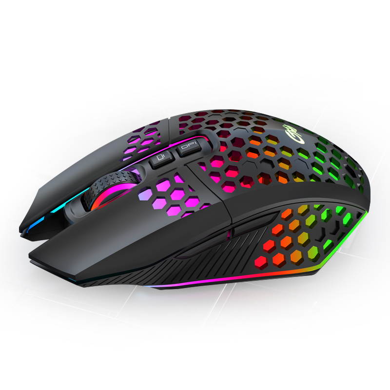 Honeycomb RGB Rechargeable Wireless Gaming Mouse 2.4GHz Optical Mouse 7 Buttons 3 Gears 1600 DPI Adjustable Mice for Desktop PC Laptop