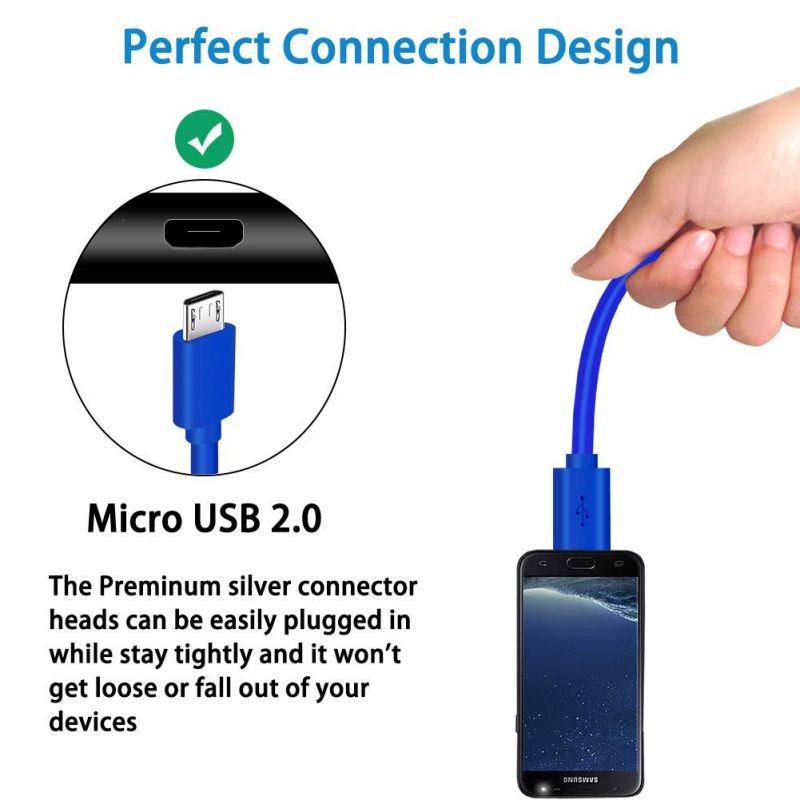 2 Pack 10 Ft PS4 Controller Charging Cable,Charge and Play,Micro USB Fast Charger Sync Long Cord for Sony Playstation 4 PS4 Slim/Pro.Xbox One S/X,Android Phone,Samsung Galaxy S6 S7 Edge Note 5 4 Blue