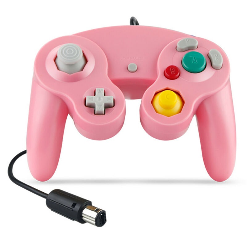Vicabo HY-5101 Wired NGC Game Controller for Gamecube, Single-point Vibration Gamepad, for PC / Windows / MAC - Pink