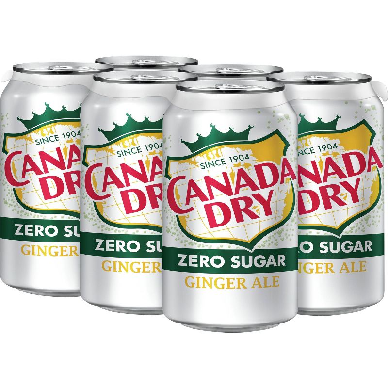 Canada Dry Zero Sugar Ginger Ale Soda - 6pk/7.5 fl oz Cans