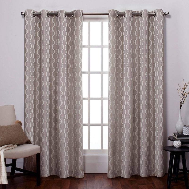 84"x54" Baroque Light Filtering Curtain Panel Natural - Exclusive Home
