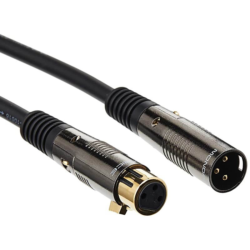 Premier Series XLR Male to XLR Female 15Ft Black Gold Plated | 16AWG Copper Wire conductors Microphone Interconnect