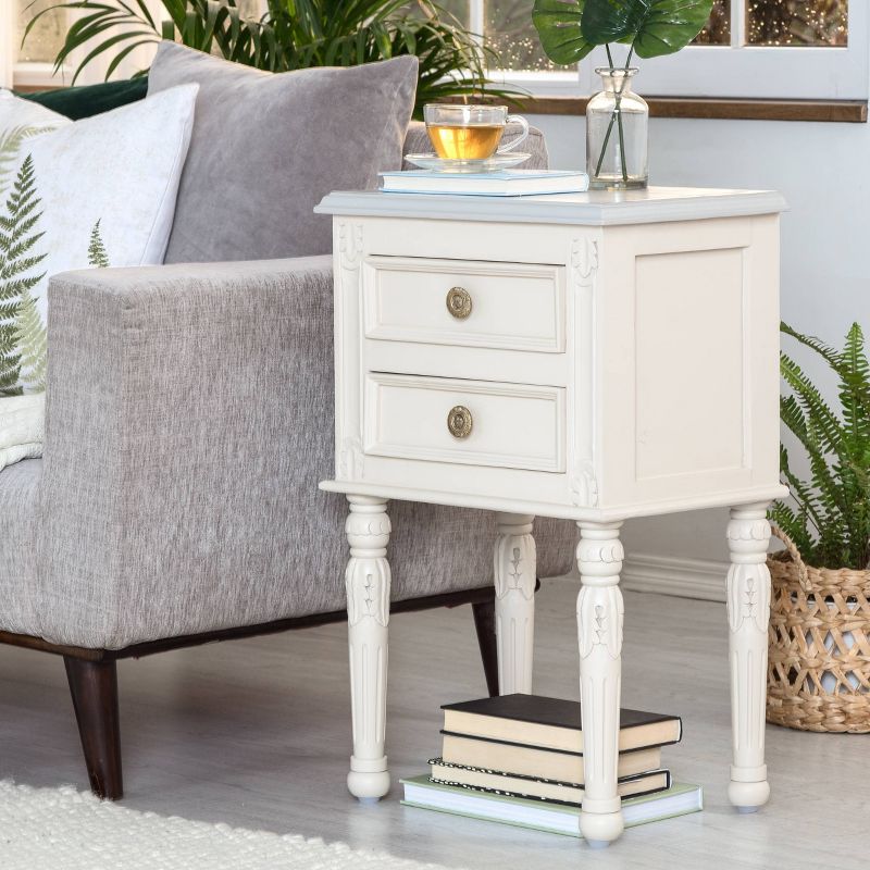 Richards Side Table with 2 Drawers White - Finch