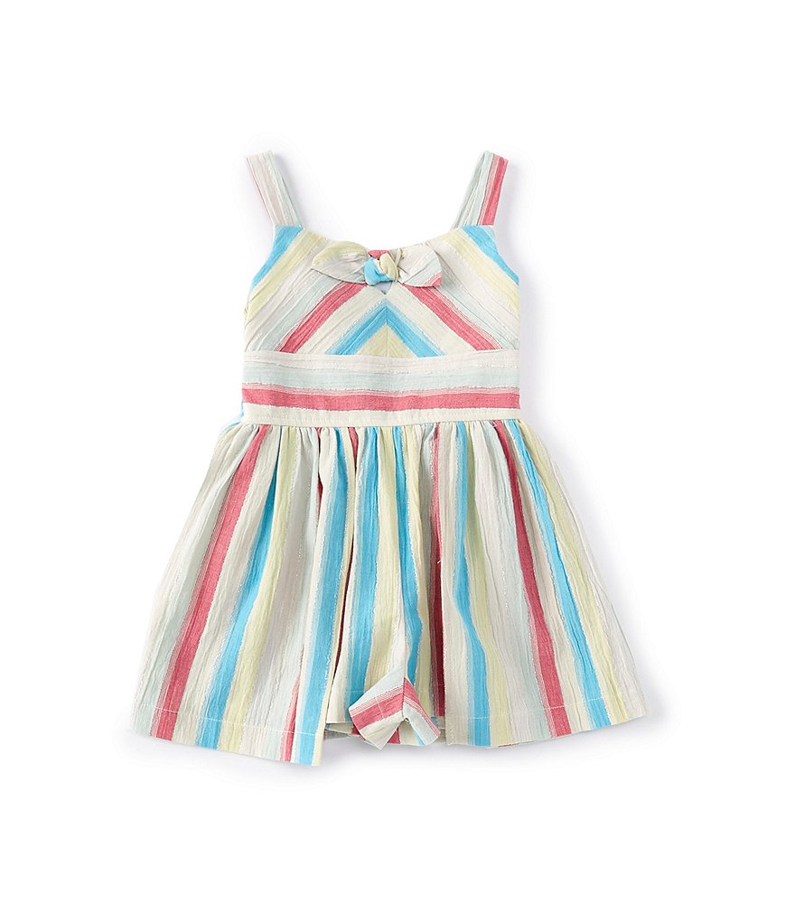 Bonnie Jean Little Girls 4-6X Mixed-Stripe Walkthrough Romper