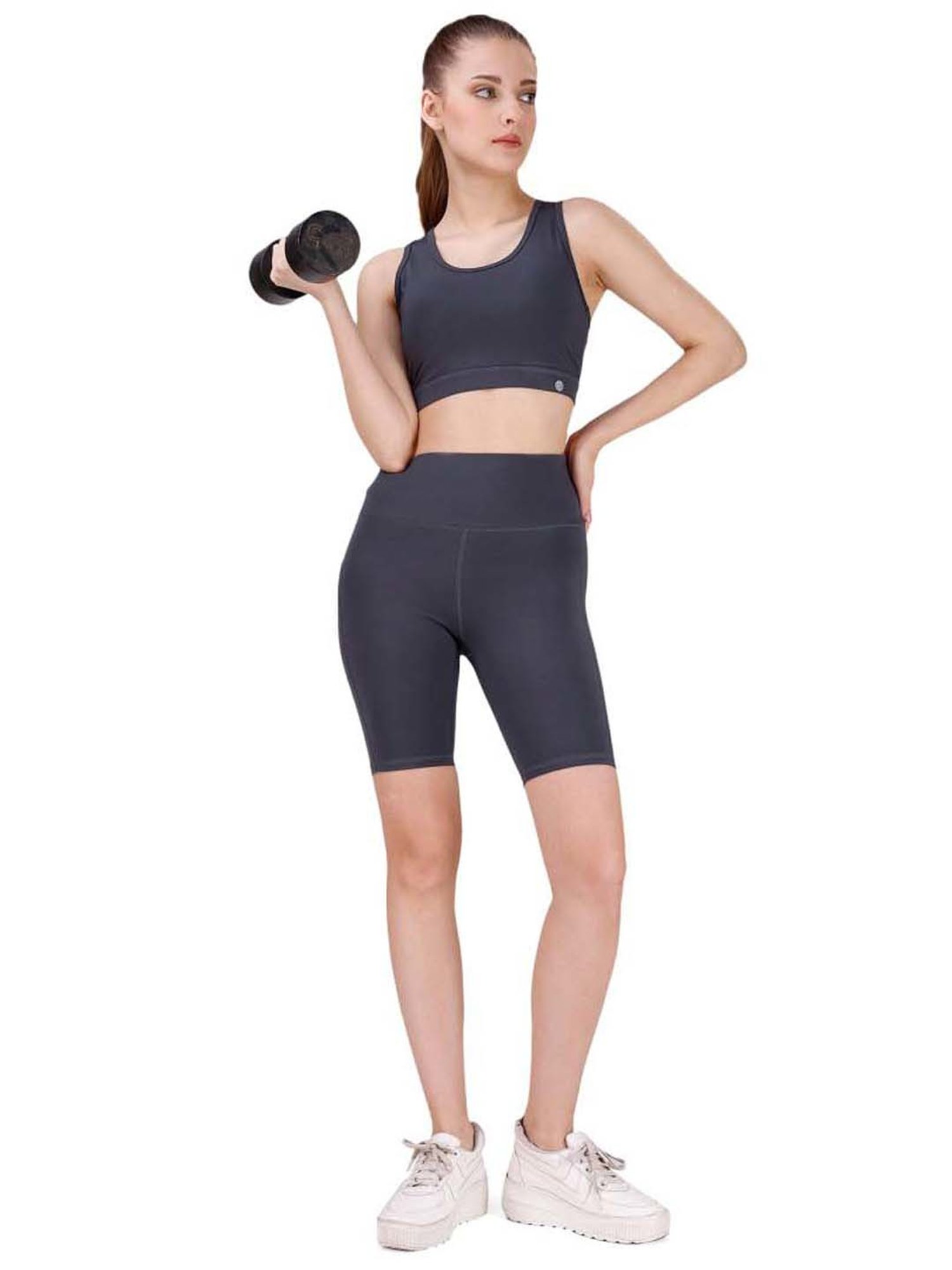 Soie Grey Sports Bra Shorts Set