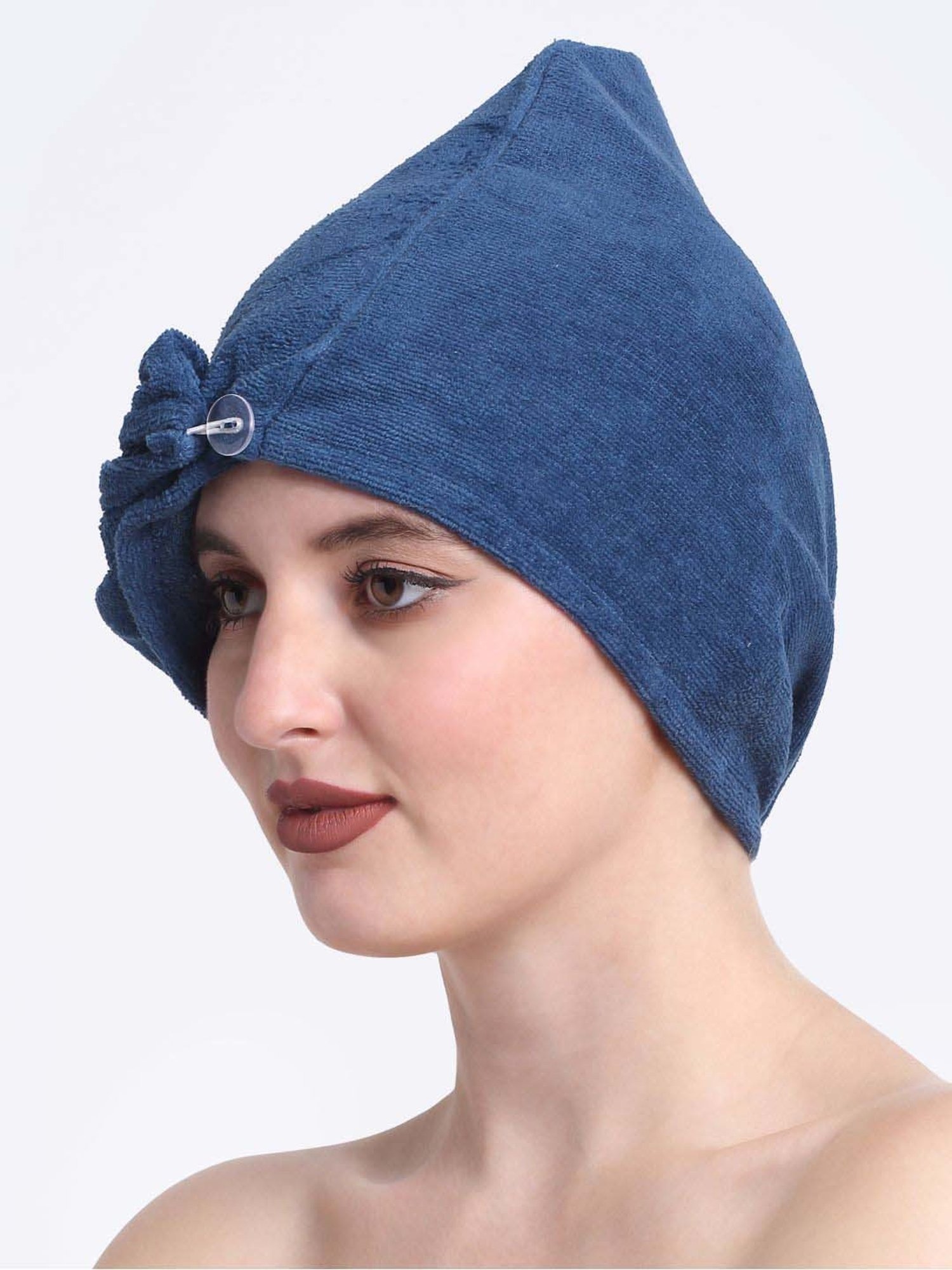 Creeva Luxury Teal Blue Cotton 380 GSM Hair Wrap