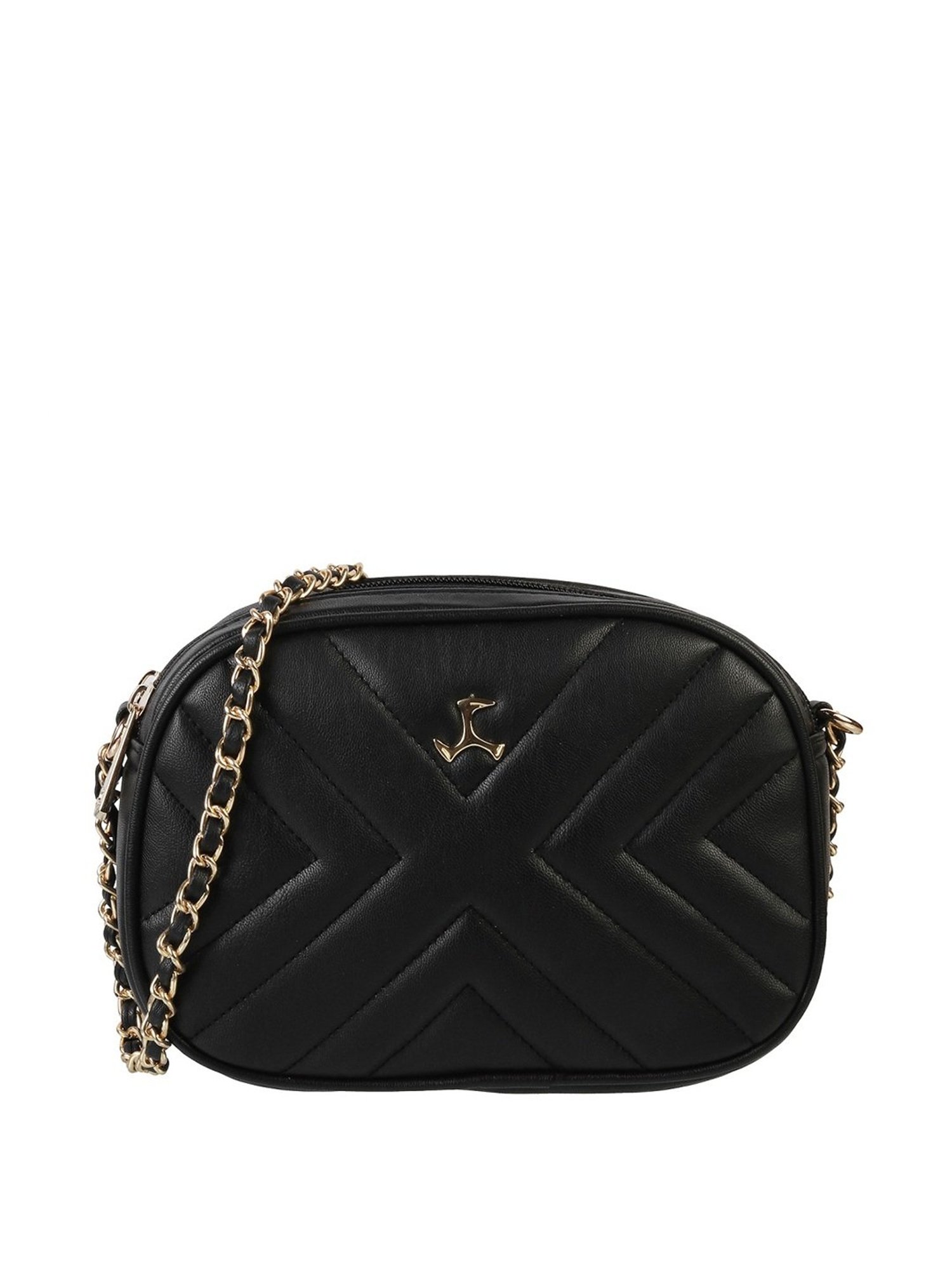 Mochi Black Textured Medium Sling Handbag