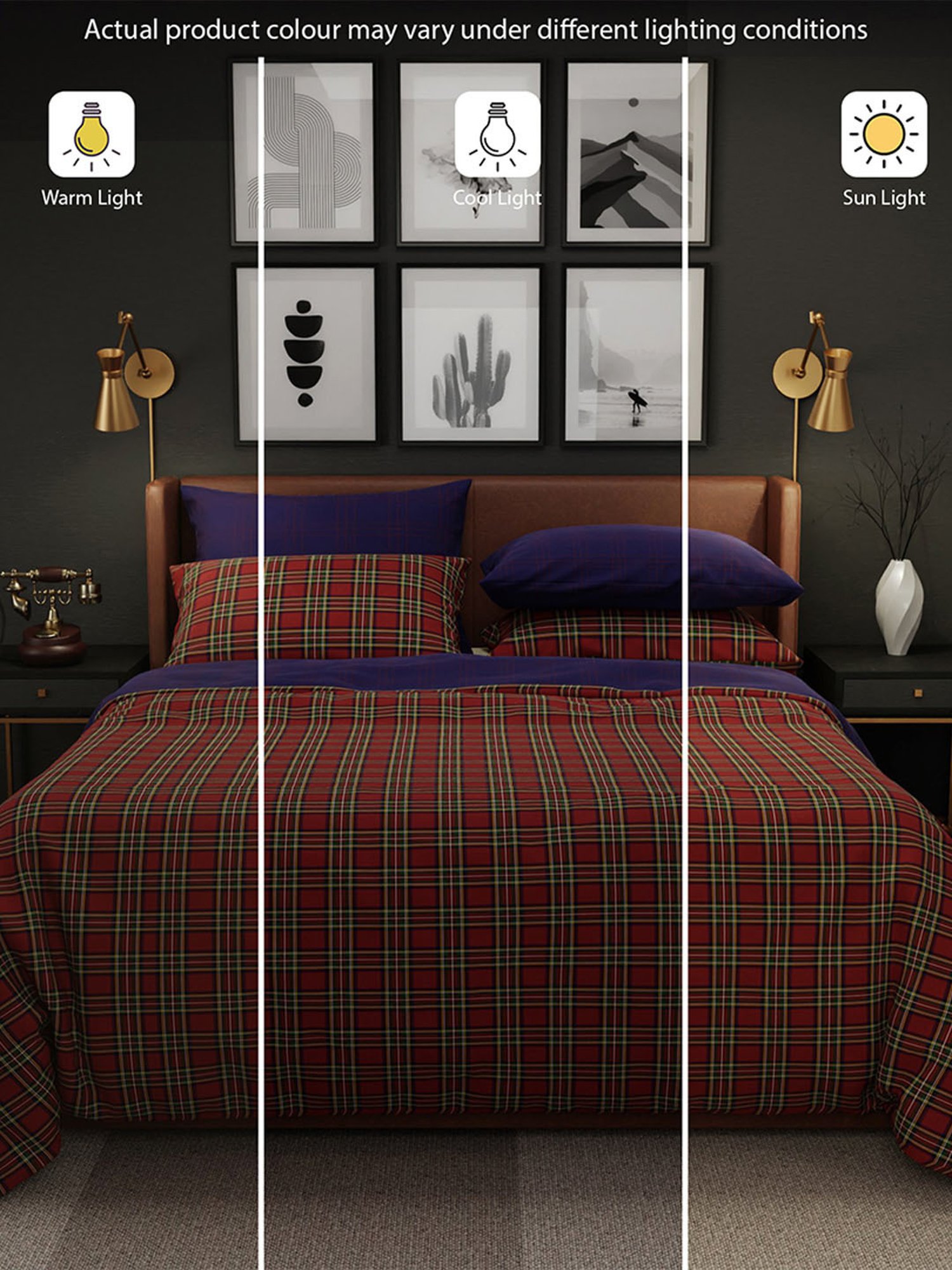 Stoa Paris Urbain Geometric Red & Green 230 TC Microfibre King Duvet Cover with 4 Pillow Covers