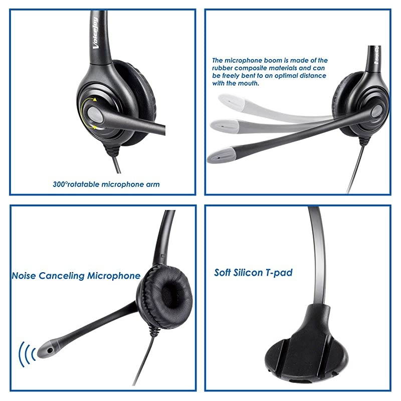 Headset with Microphone and Quick Disconnect, RJ9 Plug Only for Cisco IP Phones 794X 796X 797X 69XX Series and 8811,8841,8851,8861,8941,8945,8961,9951,9971 etc
