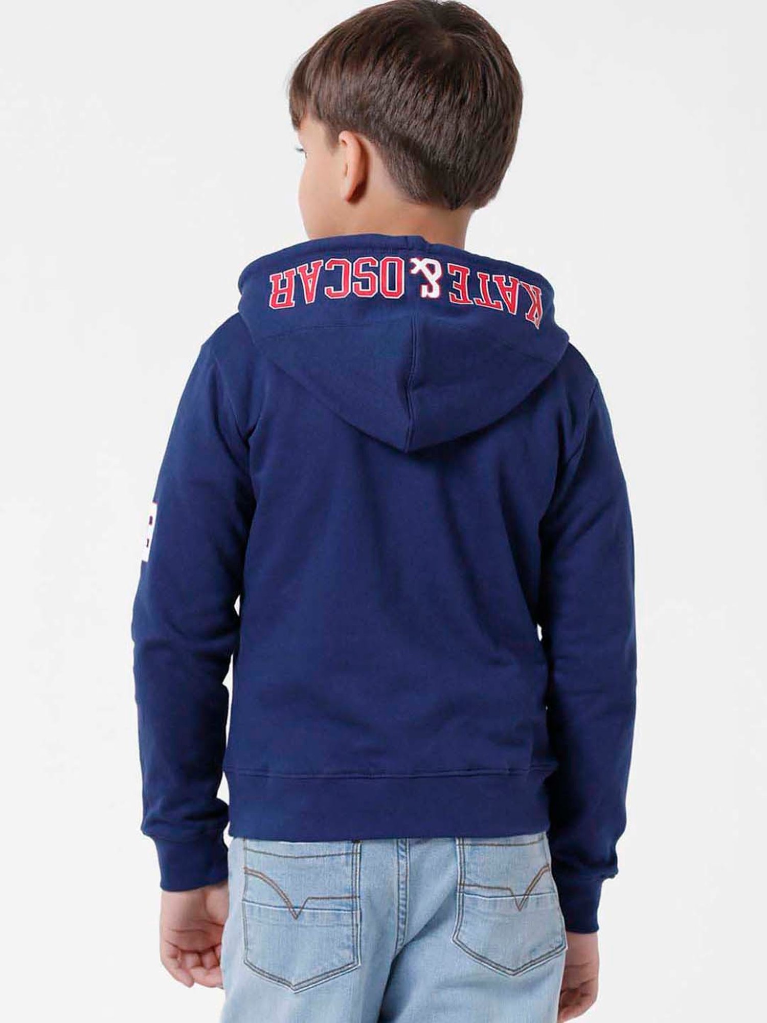 Kate & Oscar Kids Navy Cotton Printed Full Sleeves Sweatshirt