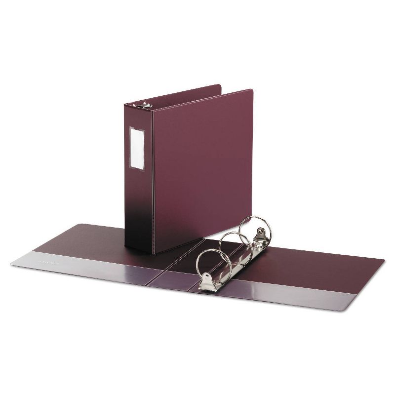 Universal Suede Round Ring Binder With Label Holder, 3" - Burgundy