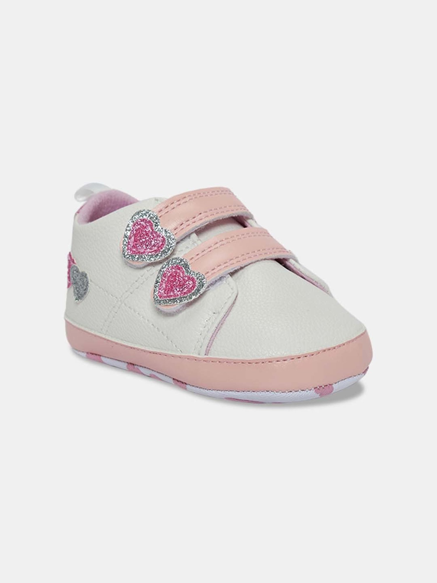 Pantaloons Baby White & Pink Velcro Shoes