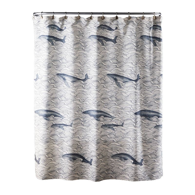 Whale Waves Shower Curtain Gray - SKL Home