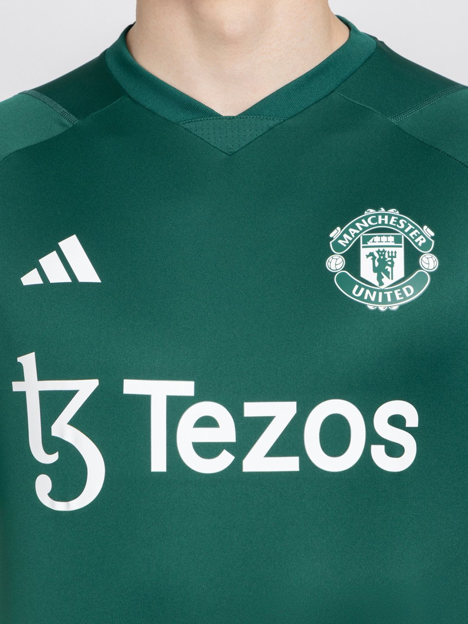 adidas Manchester United Green Slim Fit Football Training Jersey