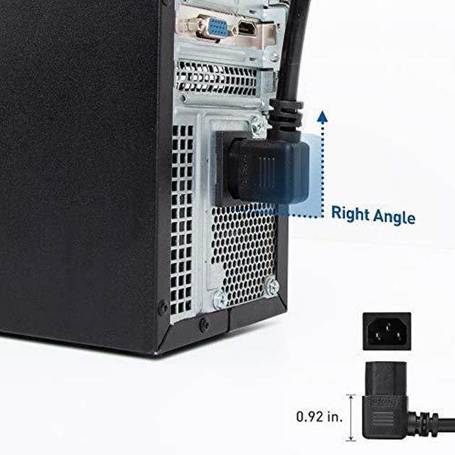 Cable Matters 2-Pack 16 AWG Low Profile Right Angle Power Cord (Power Cable) 6 Feet (NEMA 5-15P to Angled IEC C13)