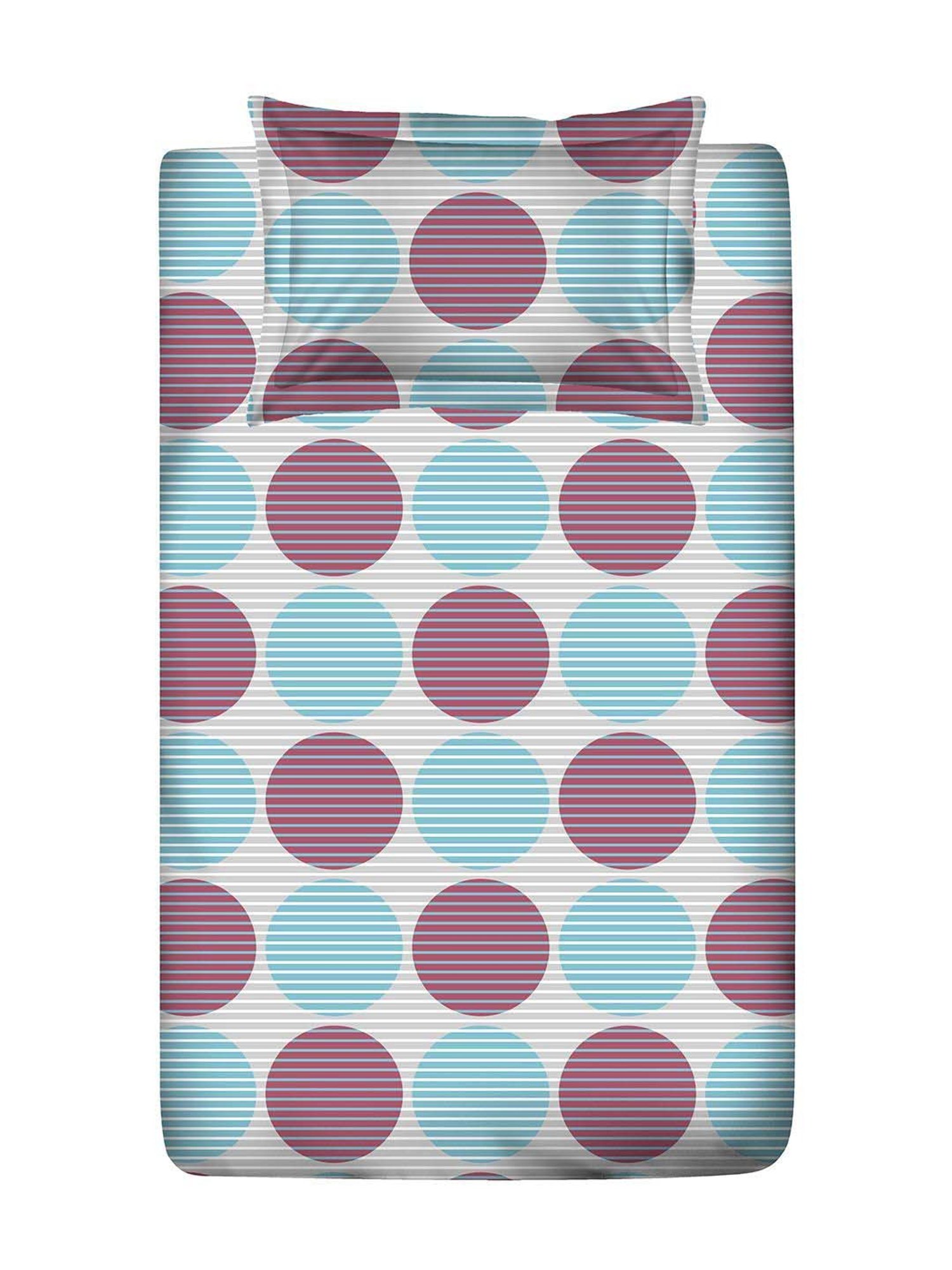 Layers Cotton Plus Blue Cotton Blend 120 TC Single Size Bed Sheet with Pillow Cover