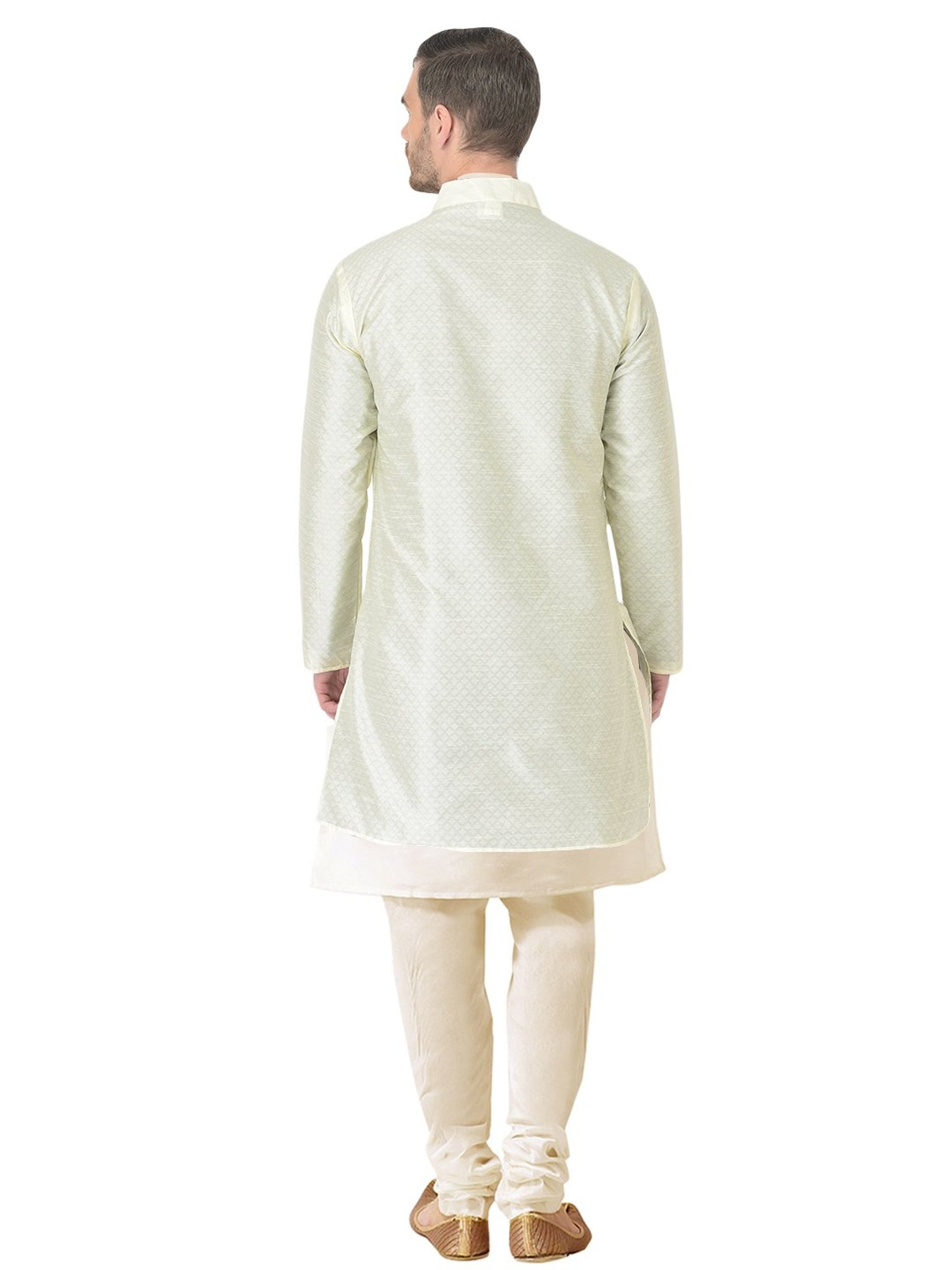 SG RAJASAHAB Cream Regular Fit Self Pattern Kurta Set