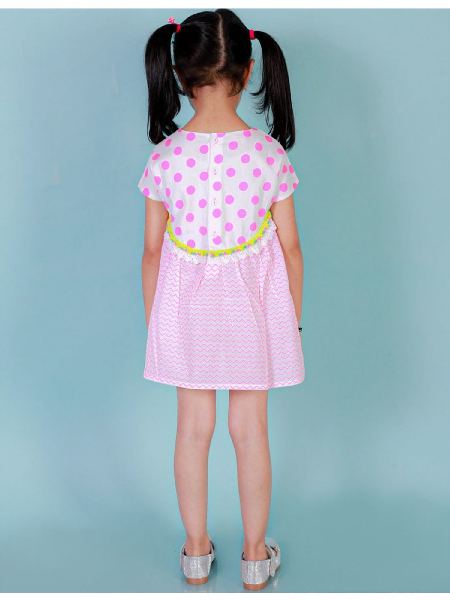Lil Drama Kids Light Pink & White Printed Dress